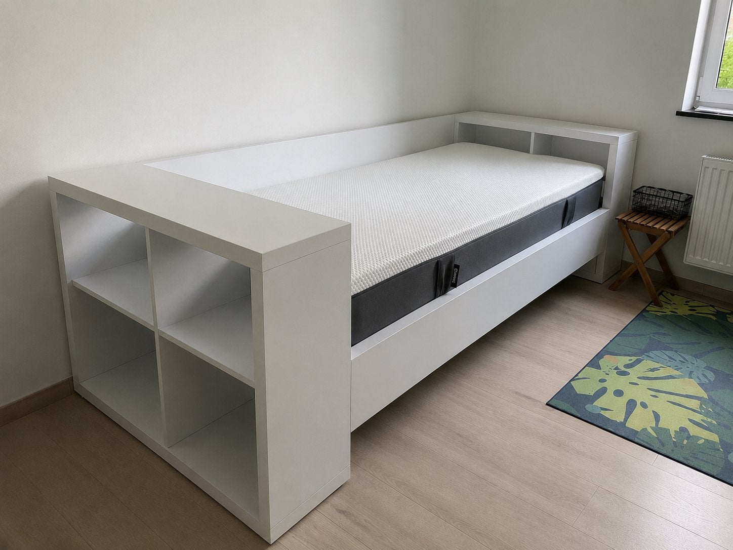 Eenpersoonsbed, Ophalen, Wit, 100 cm