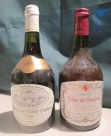 2 vins rouges français - Côtes du Rhône - 1992, Collections, Vins, Comme neuf, Vin rouge, France, Pleine, Enlèvement ou Envoi