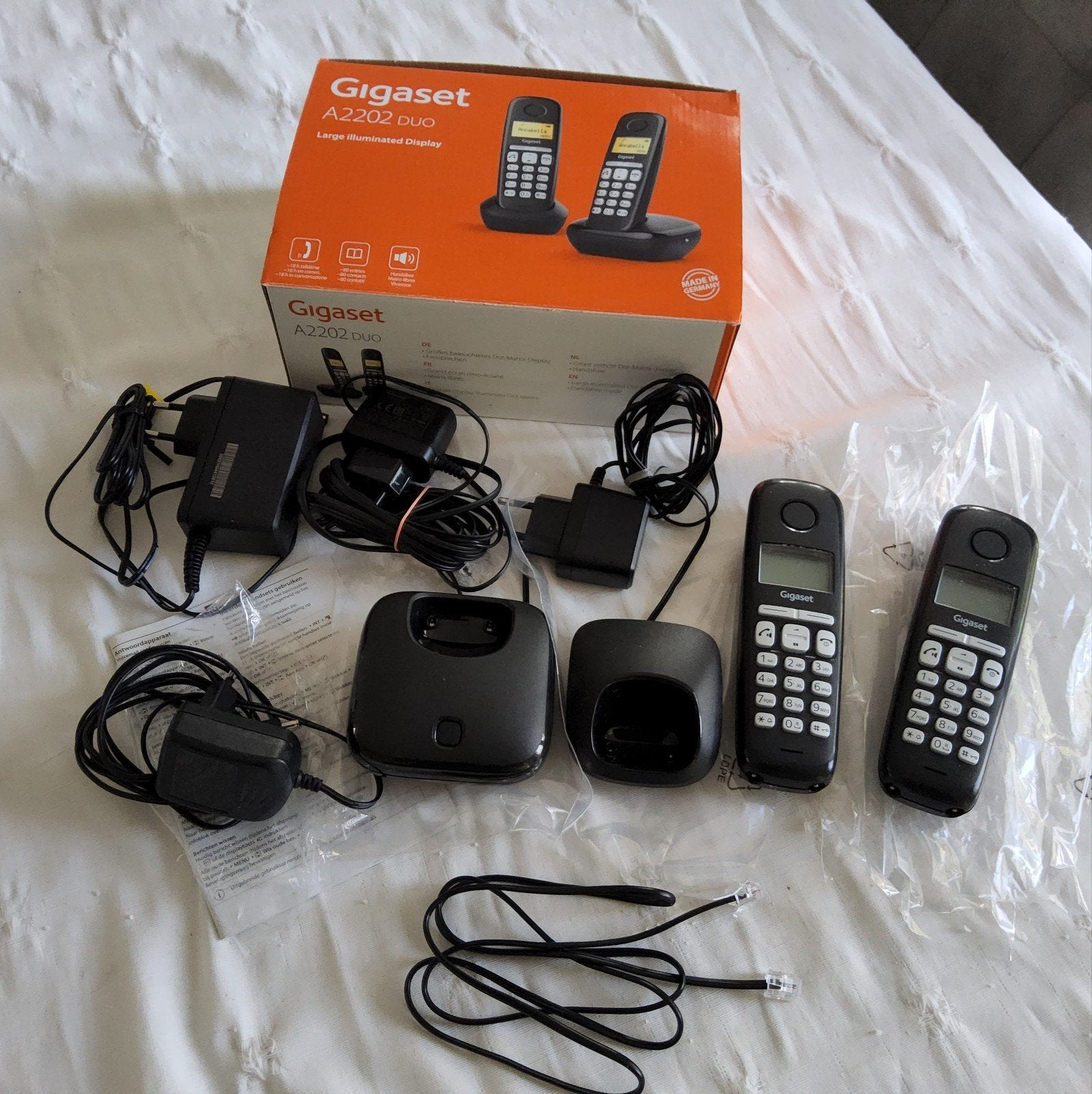 Gigaset A2202 Duo draadloze telefoons, Telecommunicatie, Ophalen of Verzenden, Zo goed als nieuw, 2 handsets