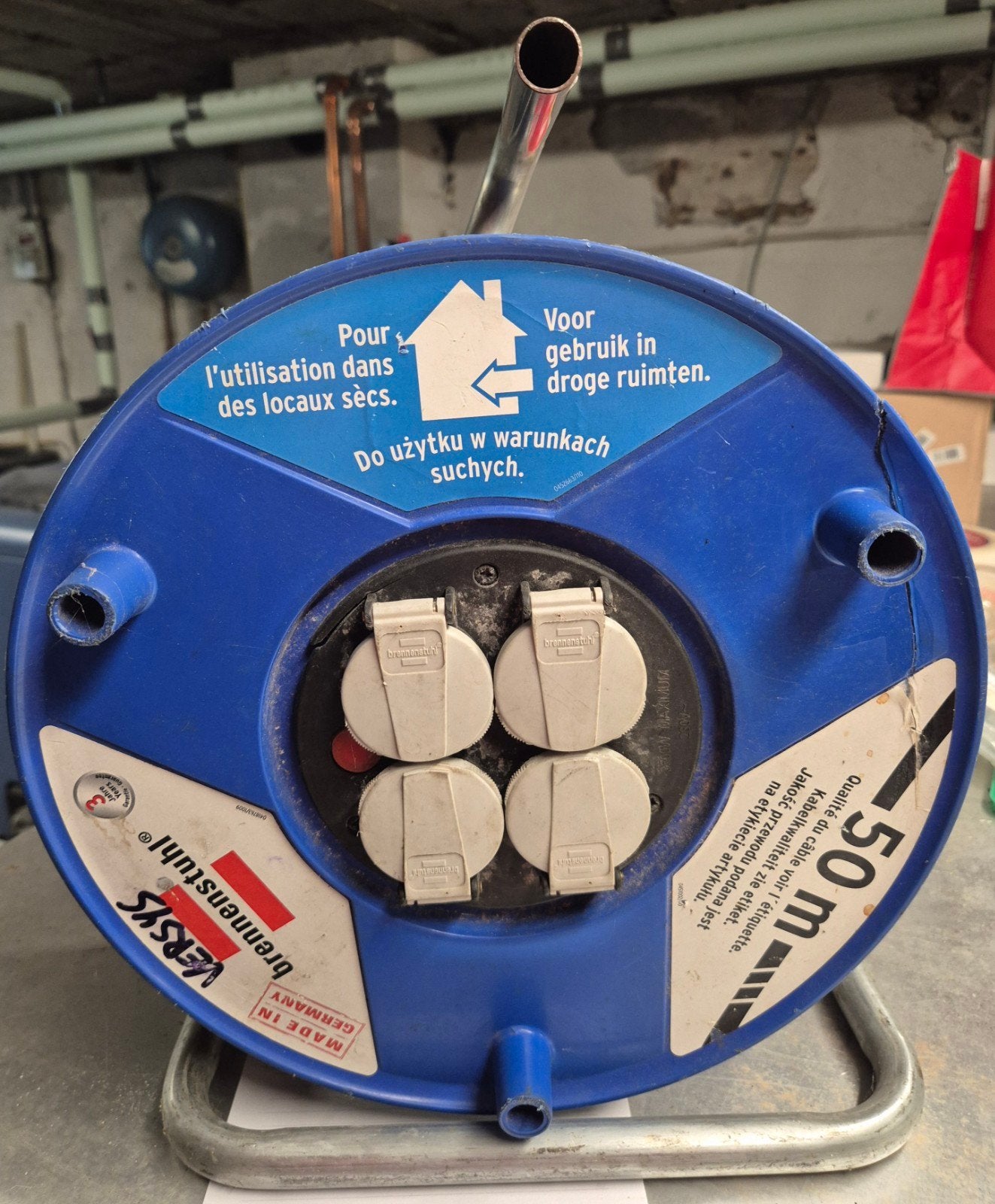 Verlengsnoer 50m op haspel 3G1.5mm²..., Doe-het-zelf en Bouw, Ophalen of Verzenden, Zo goed als nieuw, Brennenstuhl, Kabelhaspel
