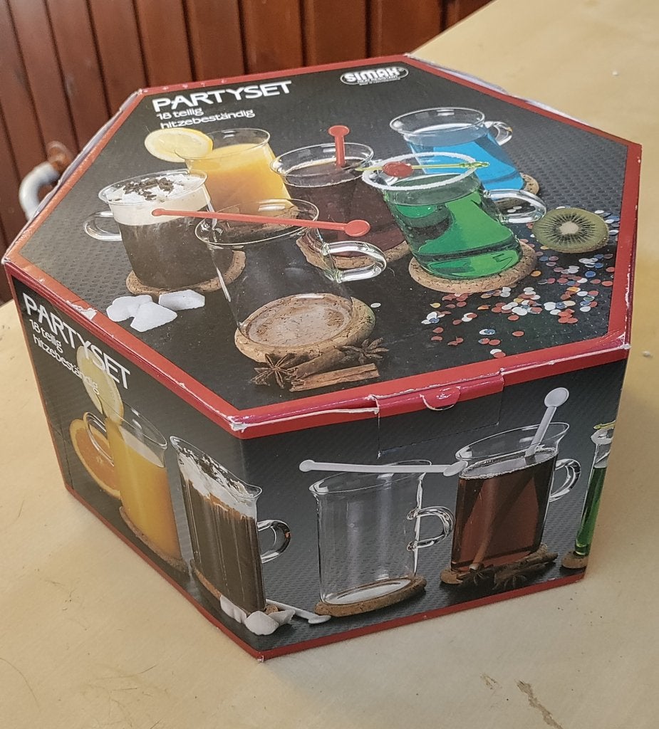 Coffret de 6 verres vintage 80's SIMAX, Maison & Meubles, Enlèvement ou Envoi, Neuf, Plastique, Vintage
