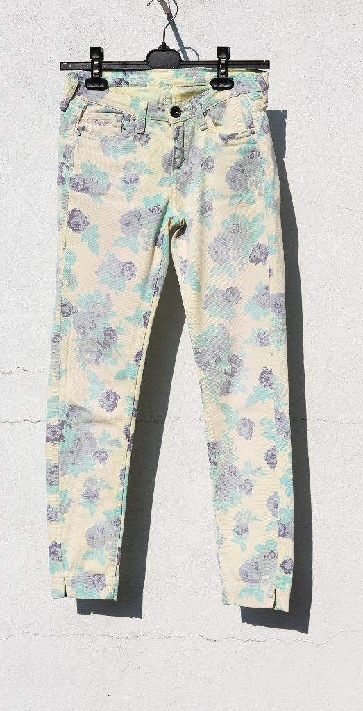 Jeans jaune fleuri Pepe Jeans - Taille S (26), Taille 36 (S), Comme neuf, Pepe Jeans, Jaune