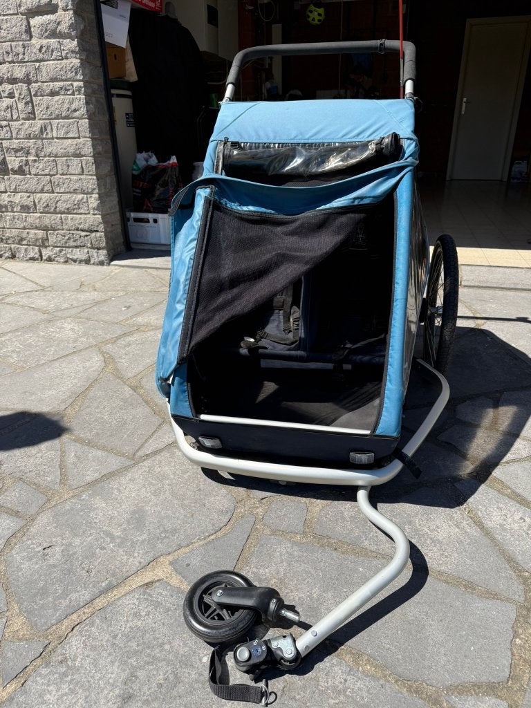 Croozer Fietskar Kid Plus 2 met VERING, Fietsen en Brommers, Ophalen, Opvouwbaar, 20 tot 40 kg, Zo goed als nieuw