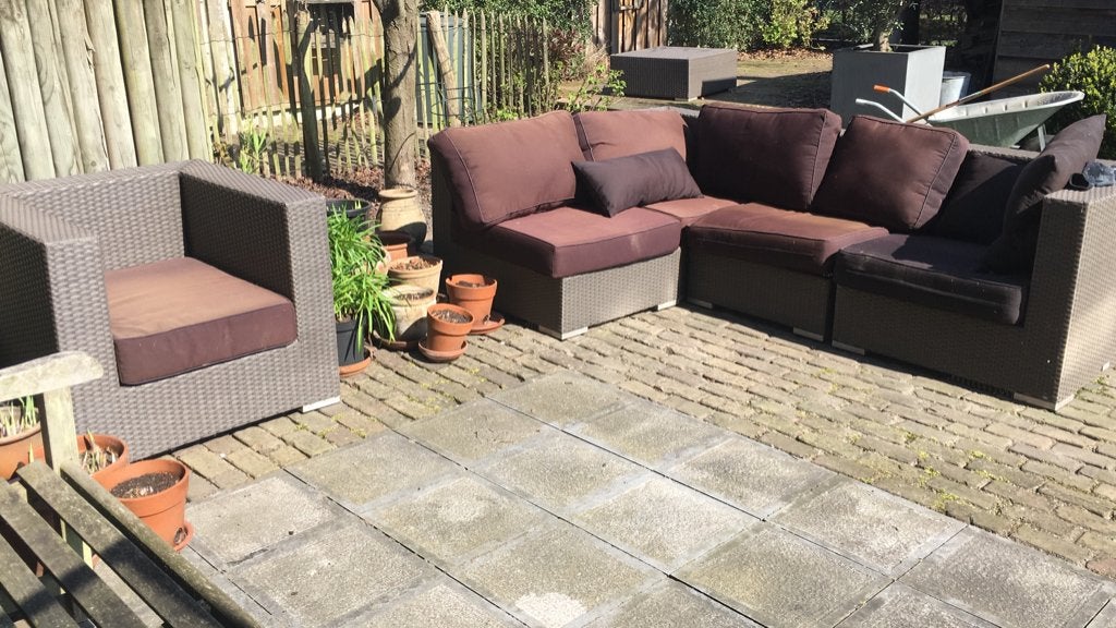 grote tuinset, Ophalen, Kunststof, Gebruikt, 6 zitplaatsen
