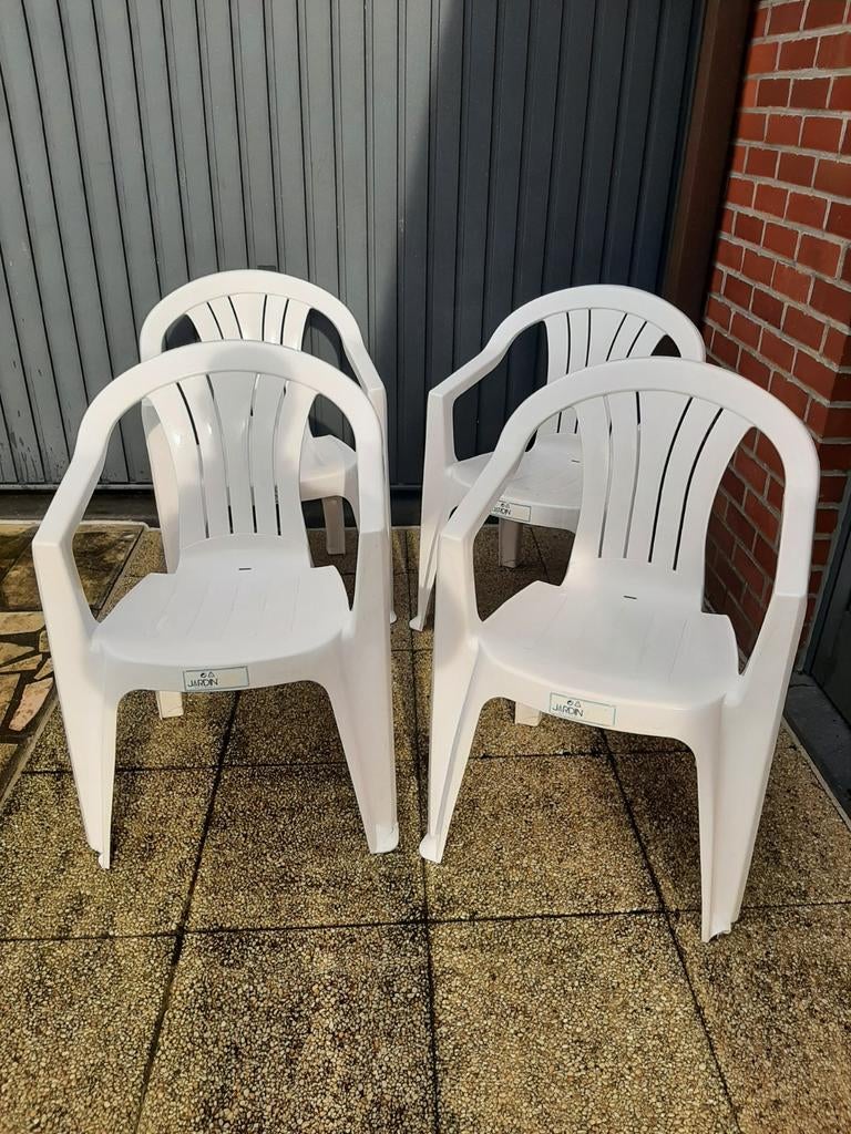 4 chaises de jardin blanches, Enlèvement, Synthétique