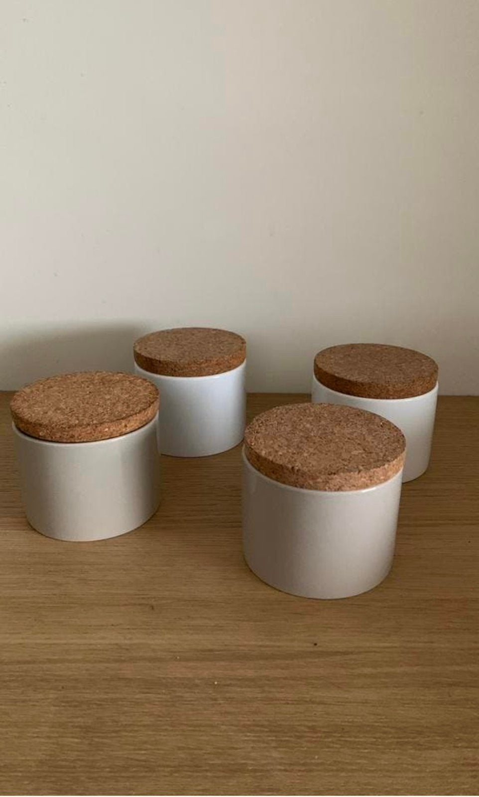 Stenen potjes - 4st, Ophalen of Verzenden, Zo goed als nieuw, Beige, Steen/keramiek