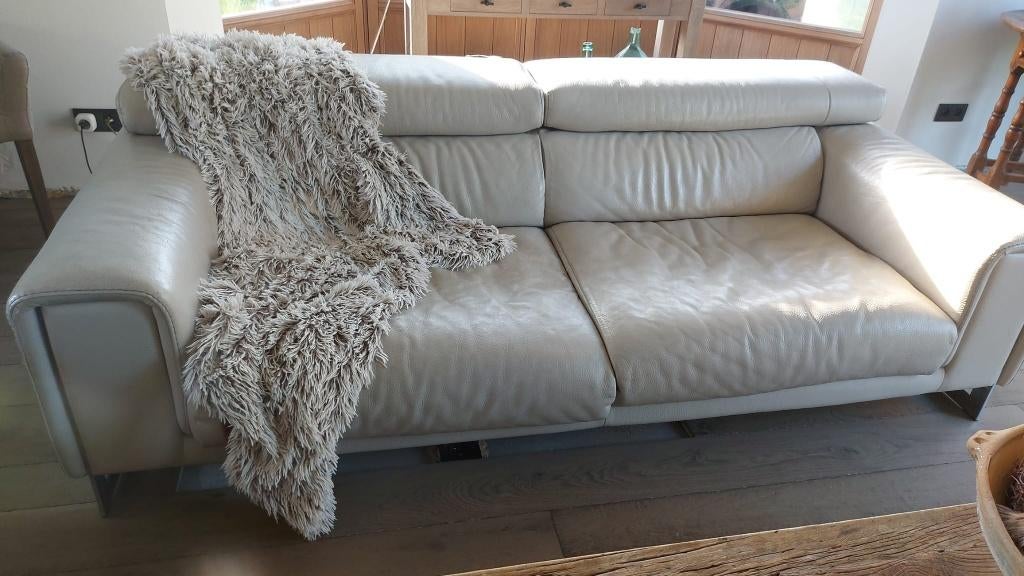 2 + 3 zit Lederen zetel Natuzzi, Huis en Inrichting, Ophalen, Gebruikt, Rechte bank, Leer