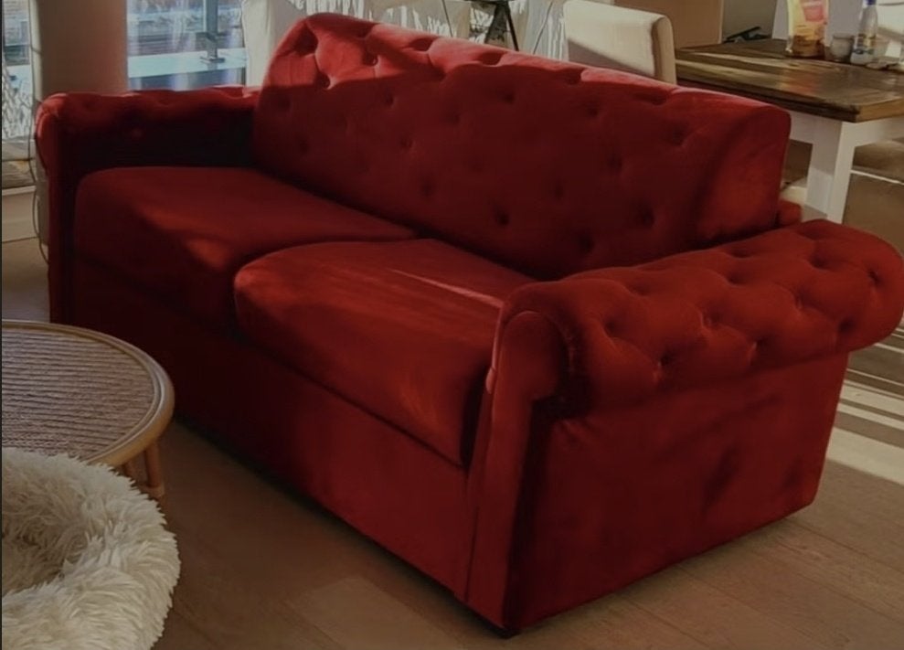 Élégante et haut de gamme canapé convertible Chesterfield, 200 à 250 cm, Banc droit, Enlèvement, Bois