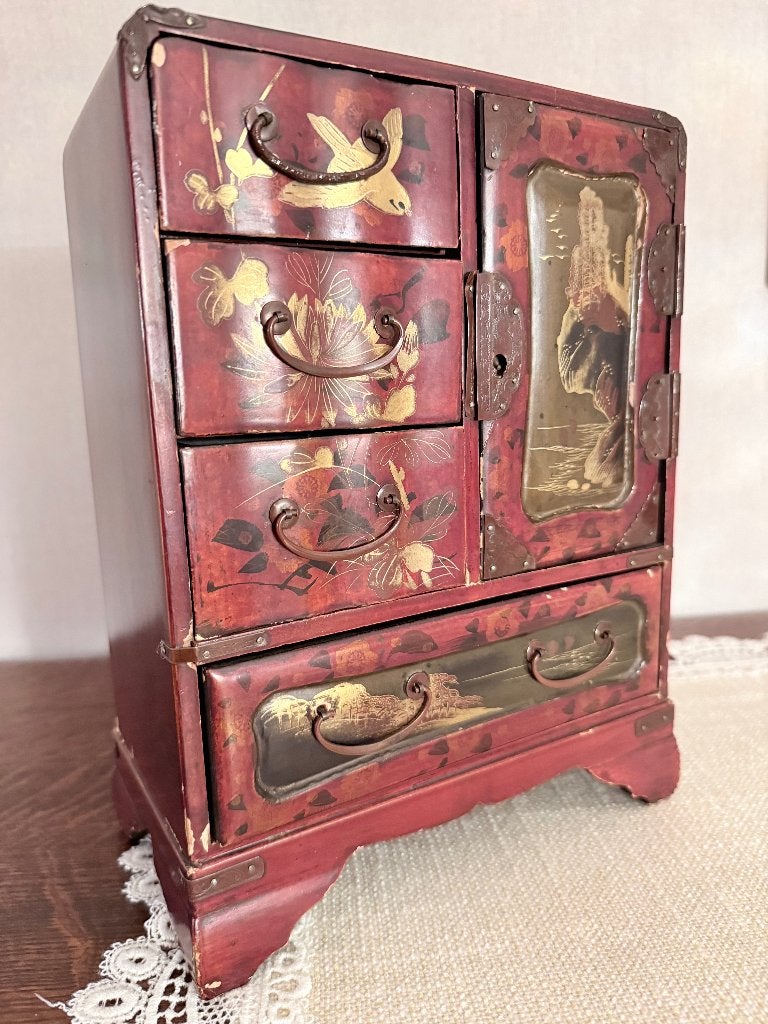 Antiek Japans lakwerk miniatuurkastje – Meiji/Taishō, Antiek en Kunst, Ophalen of Verzenden