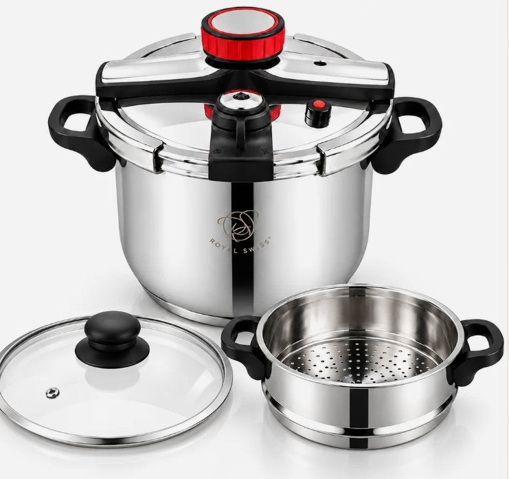 Royal Swiss RVS Snelkookpan – 4L / 6L / 8L / 10L – Inductie, Maison & Meubles, Neuf, Inox, Enlèvement ou Envoi, Autres marques