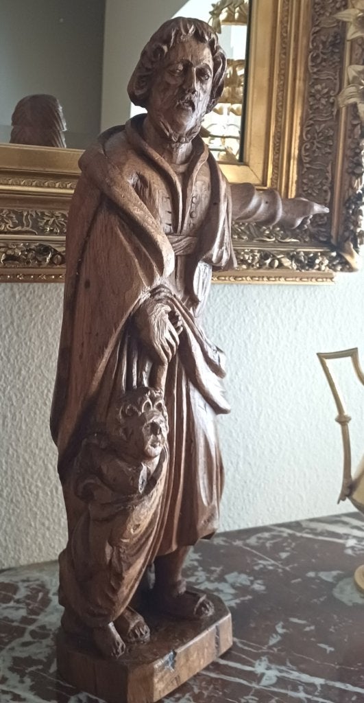 Houten heilige  sint-jozef, Houtsnijwerk, Ophalen of Verzenden, Gepatineerd, Hout