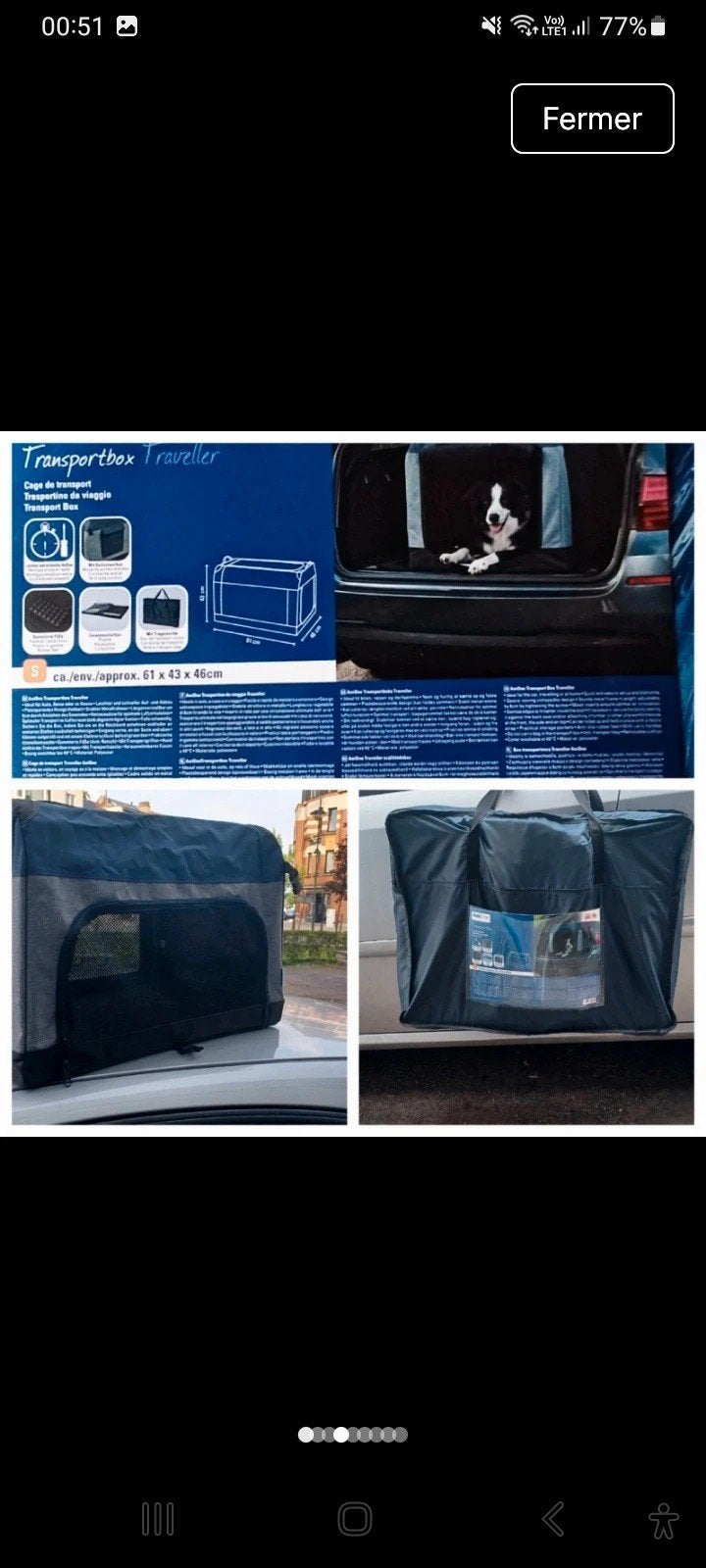 cage de transport pliable en tissu de couleur bleue et grise, Enlèvement
