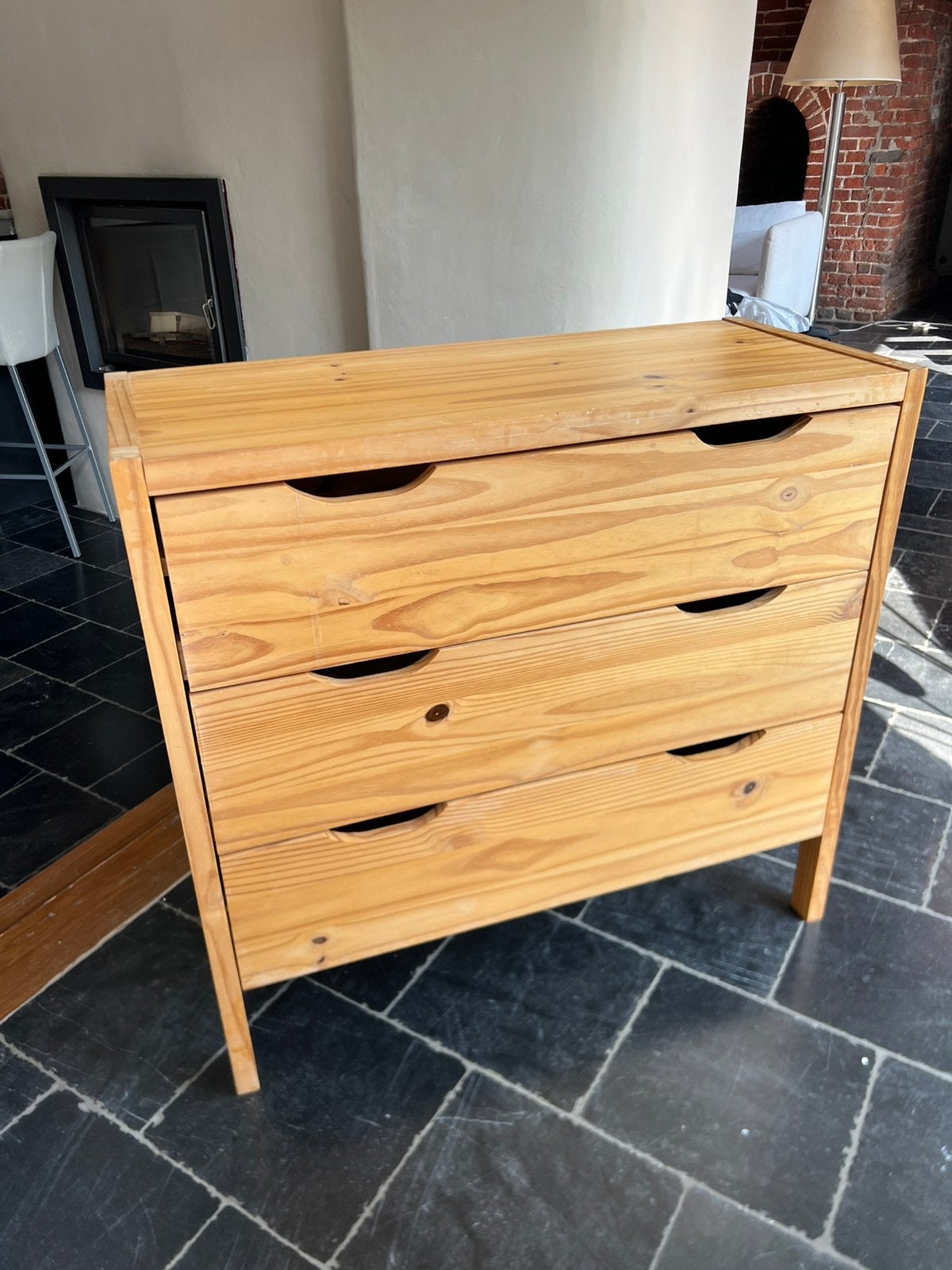 Commode en bois 3 grands tiroirs – 90  80  40 cm, 3 ou 4 tiroirs, 25 à 50 cm, Moins de 100 cm, Enlèvement