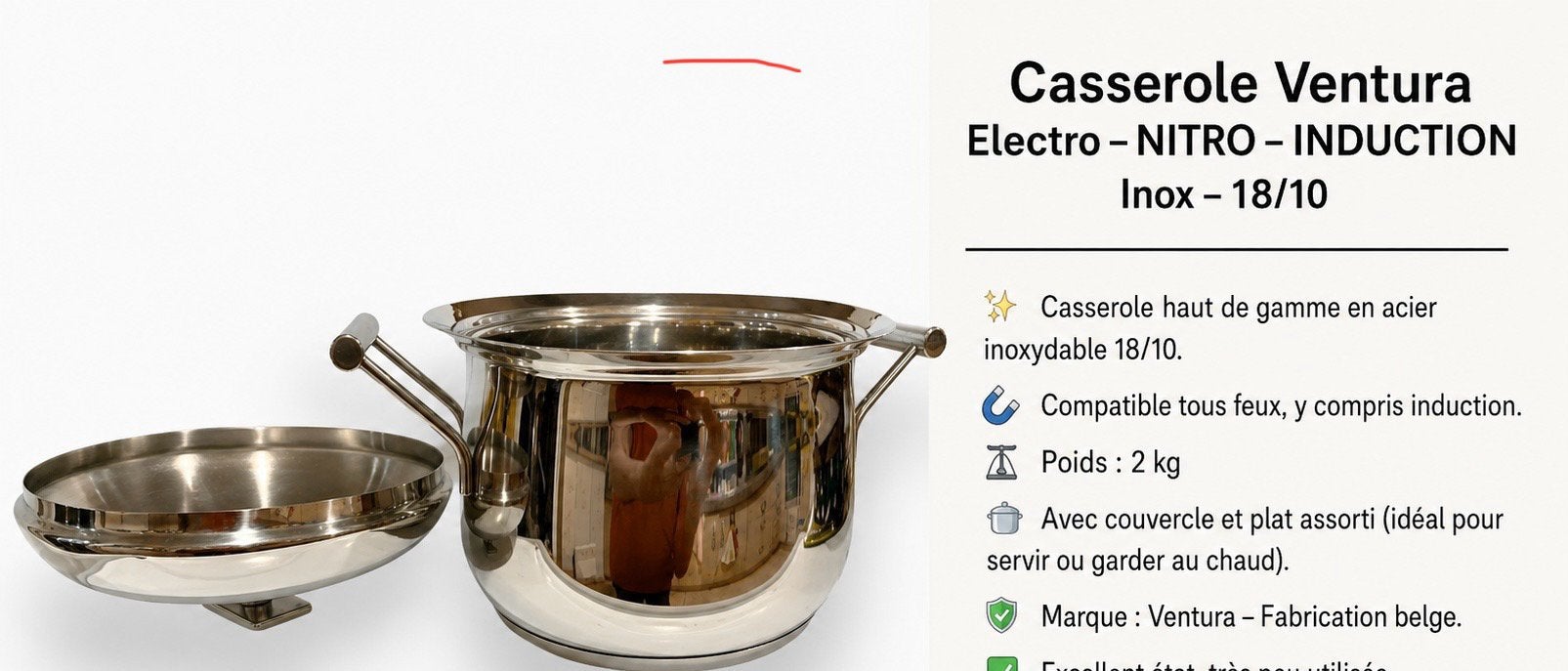 Casserole tous feux dont induction, Enlèvement, Casserole