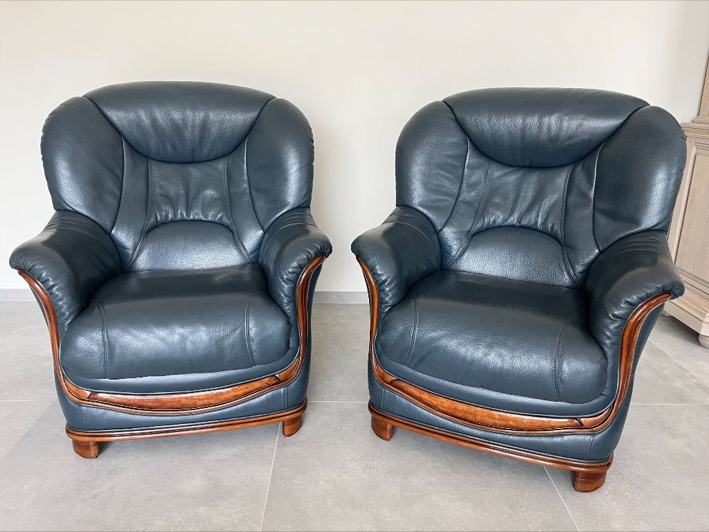 lederen salon, Huis en Inrichting, Ophalen, Zo goed als nieuw, Rechte bank, Leer