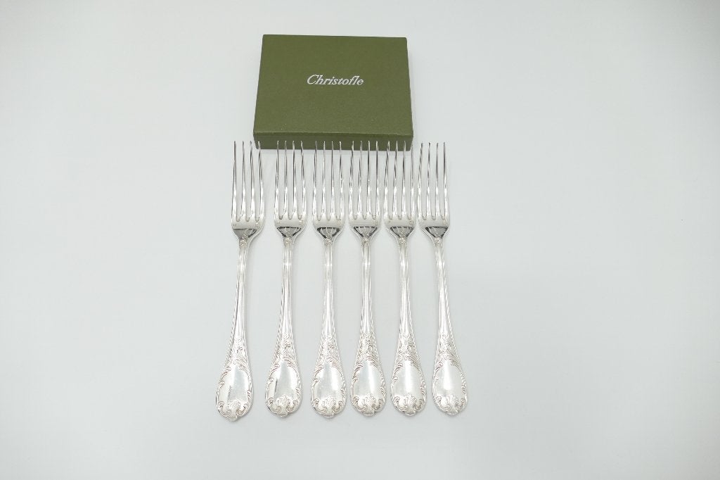 Christofle - Marly - Set van 6 Verzilverde Dinervorken, Antiek en Kunst, Verzenden