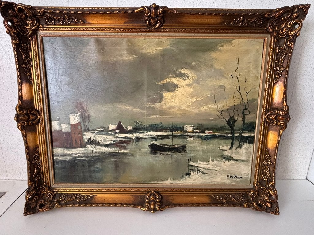 3 landschapsschilderijen, Ophalen, Doek, Landschap, Olieverf