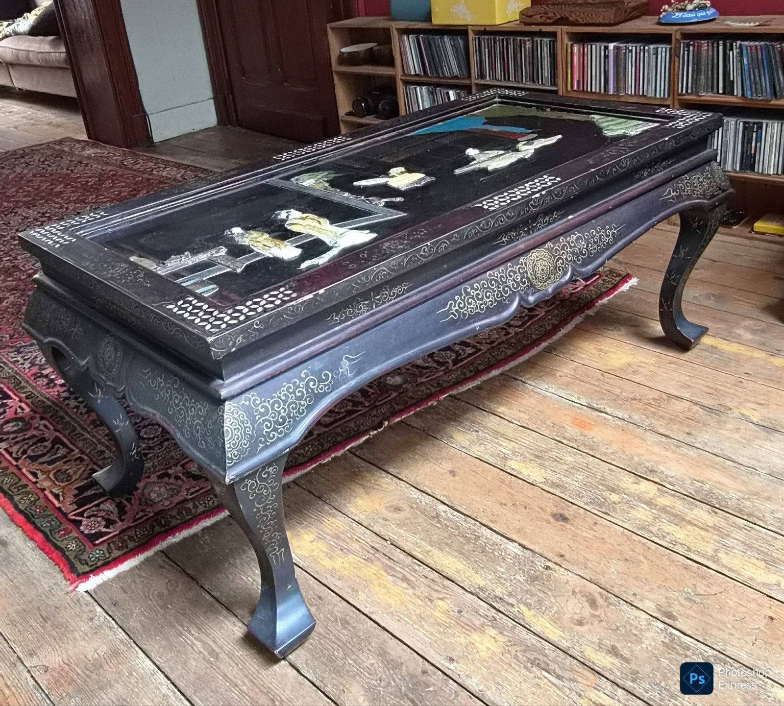 Antieke Chinese tafel met jade inlegwerk, Ophalen