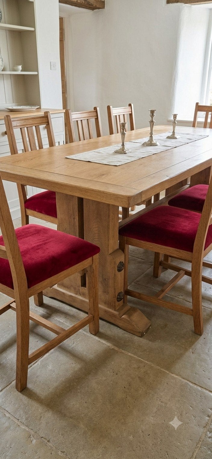 Ensemble de salle à manger en chêne naturel massif Années 60, Maison & Meubles, Salles à manger complètes
