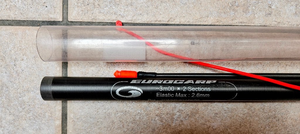 Eurocarp 3m - 2 stukken - 3m - Elastic max 2.6mm, Ophalen, Gebruikt, Vaste hengel