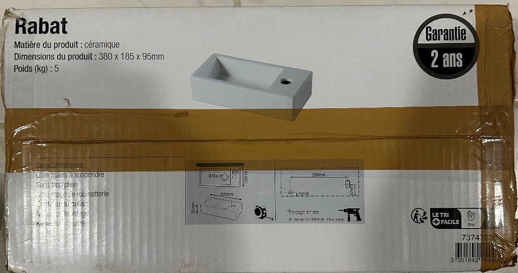 Lave Main Complet, Bricolage & Construction, Sanitaire, Enlèvement, Neuf, Inox, Lavabo