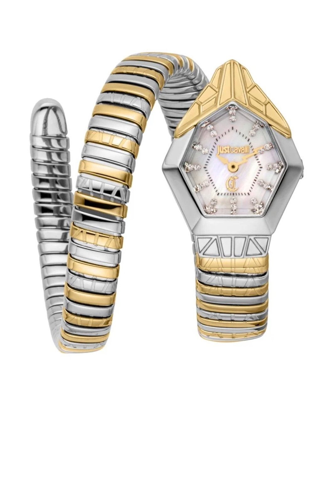 JUST CAVALLI SIGNATURE SNAKE GEMMA Or/Argent, Autres marques, Enlèvement ou Envoi, Acier, Avec strass