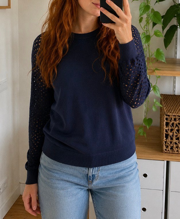 Toffe zomertrui Julia June, Kleding | Dames, Ophalen, Zo goed als nieuw, Maat 38/40 (M), Blauw