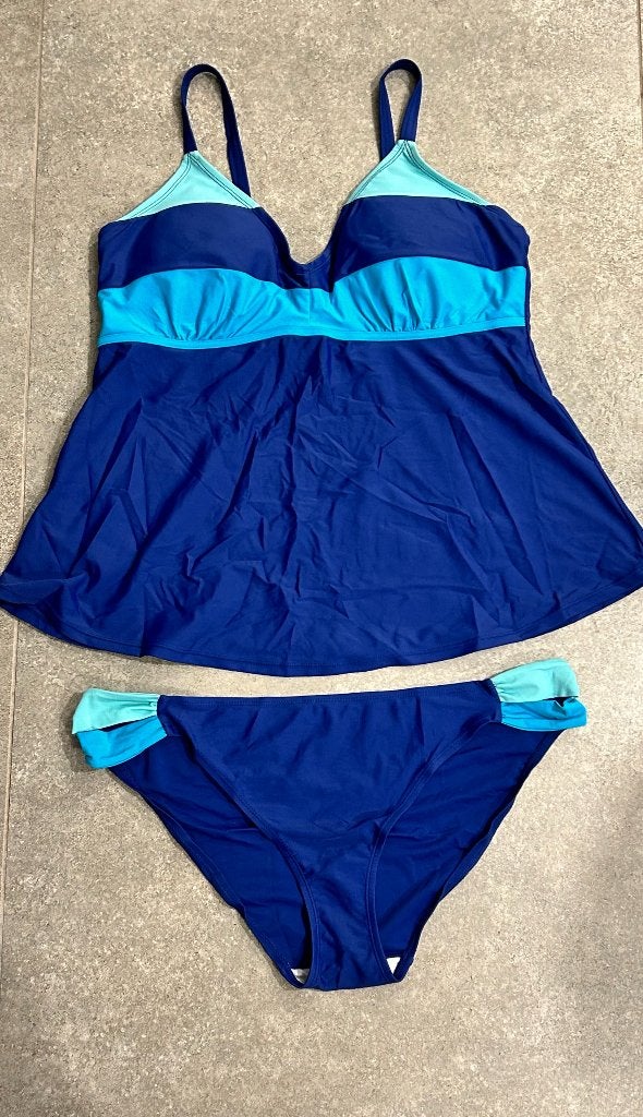 Blauwe tankini met lichtblauwe accenten, Enlèvement ou Envoi, Comme neuf, Bleu, Bikini