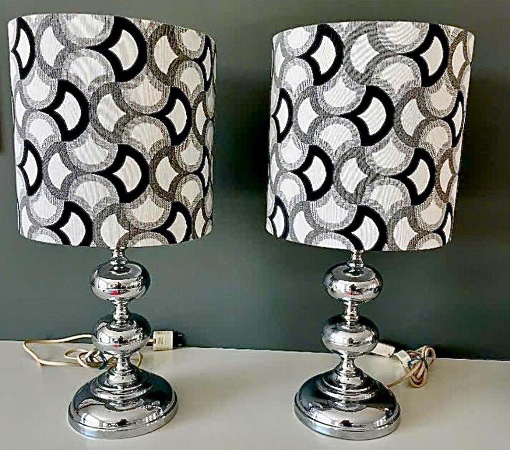 Set tafellampen “Space Age “jaren 60 in perfecte staat, Huis en Inrichting, Lampen | Tafellampen, Ophalen, Gebruikt, Metaal, 50 tot 75 cm