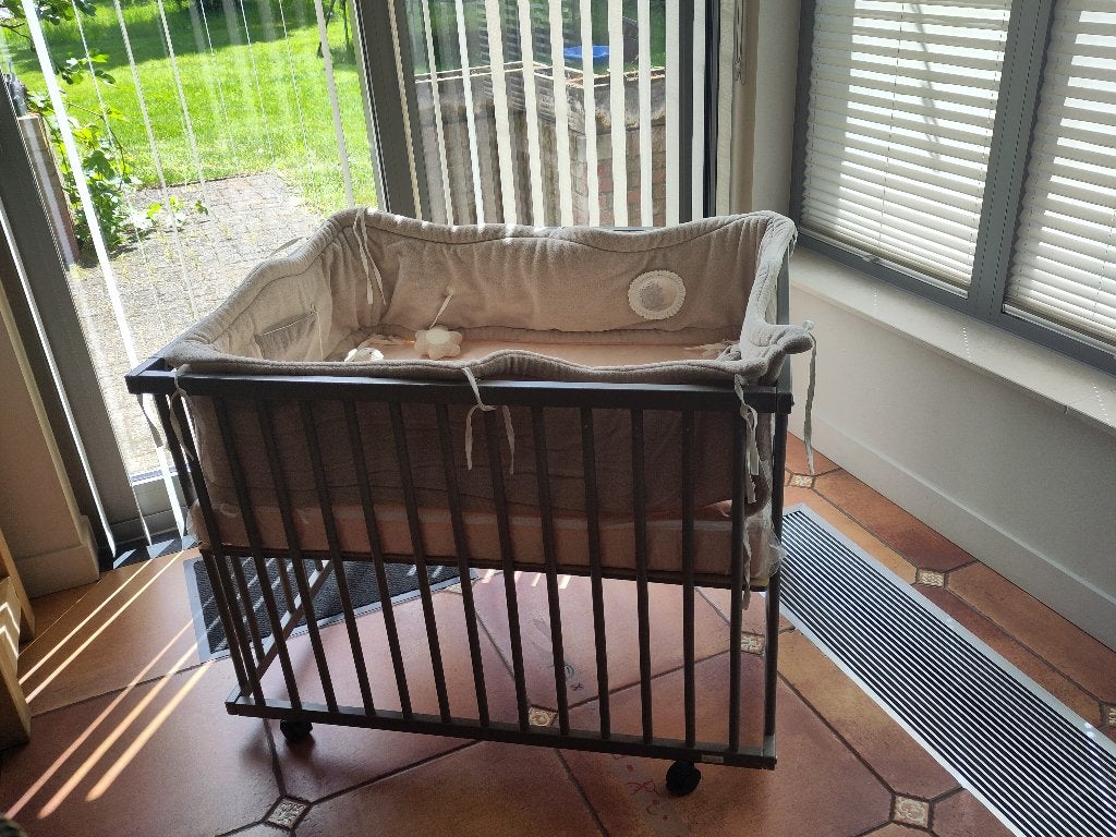Quak Babypark met matras en boxbumper, Ophalen, Gebruikt, Rechthoekig, In hoogte verstelbaar