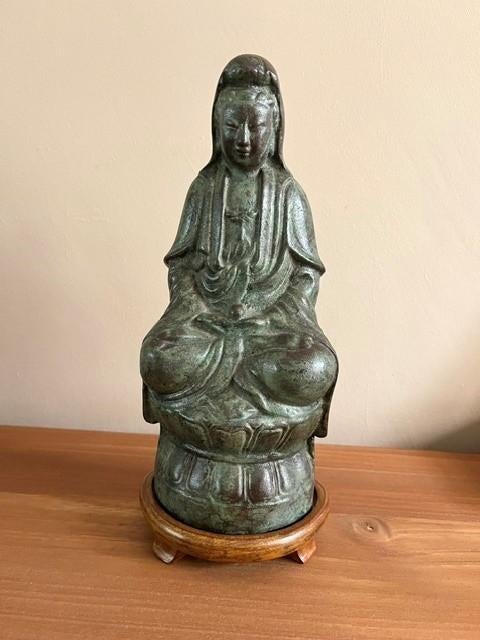mediteren monnik beeld in brons, Antiek en Kunst, Ophalen, Brons, 20 - 50 cm, Beeld