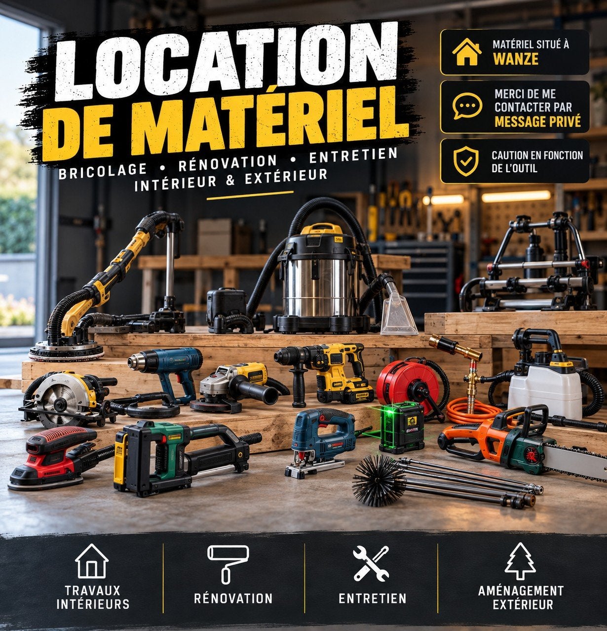 ️ LOCATION DE MATÉRIEL DE BRICOLAGE – WANZE ️, Enlèvement, Électrique, Bleu, Matériel de bricolage