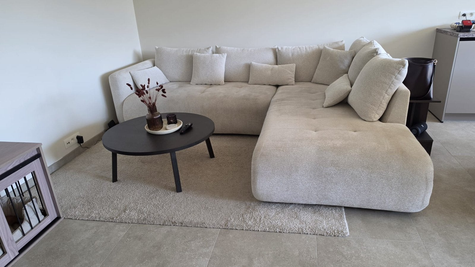 Beige hoekzetel stof, Enlèvement, Utilisé, Tissus