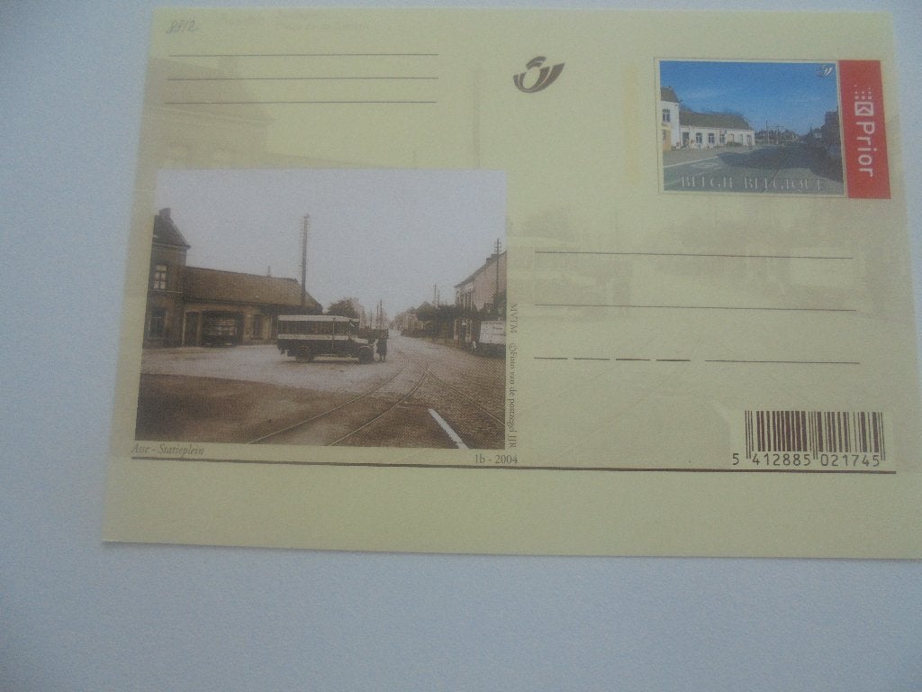 briefkaart-vroeger en nu postfris -asse-statieplein, Postzegels en Munten, Verzenden, Briefkaart