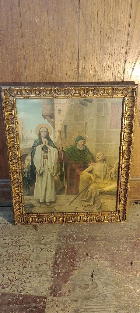 Chromolithographie Jozef Janssens-Cadre Doré, 40x46, n481, Enlèvement ou Envoi