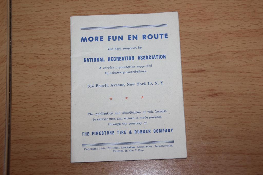 US WW2 Livret "More Fun en Route" 1944, Collections, Envoi, Armée de terre, Livre ou Revue
