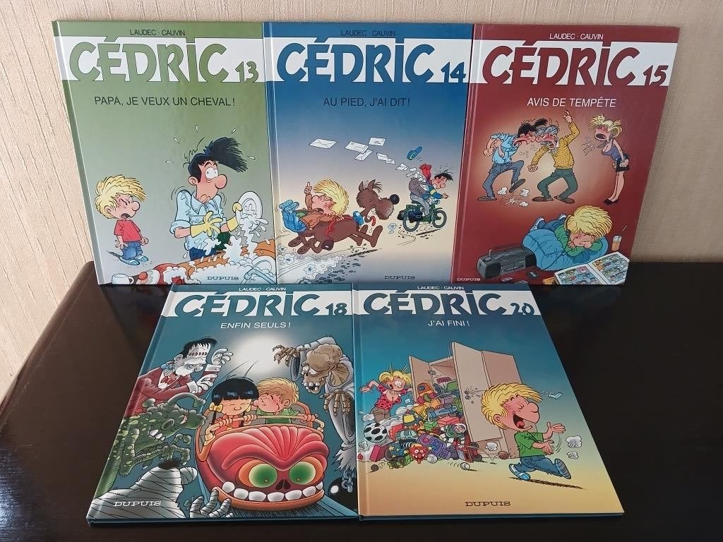 Lot de 5 BD Cédric : tomes 13 14 15  18 20 - Editions Dupuis, Livres, Plusieurs BD, Enlèvement, Comme neuf, Laudec Cauvin