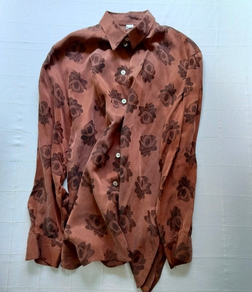 Zijden blouse / tuniek Trussardi, Ophalen, Bruin, Maat 42/44 (L), Trussardi