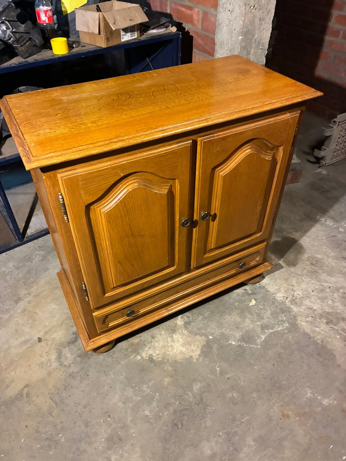 Compacte eiken kast met deurtjes & brede lade – Stevig, Huis en Inrichting, Ophalen, Eikenhout, Met lade(s), 50 tot 100 cm