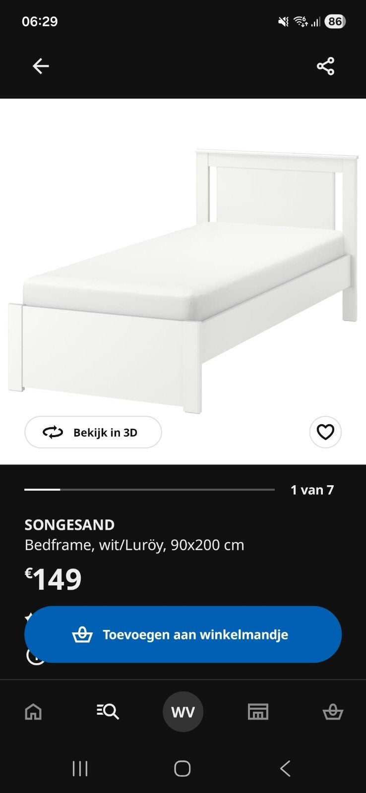 bed, Ophalen, Zo goed als nieuw, Eenpersoons, Wit