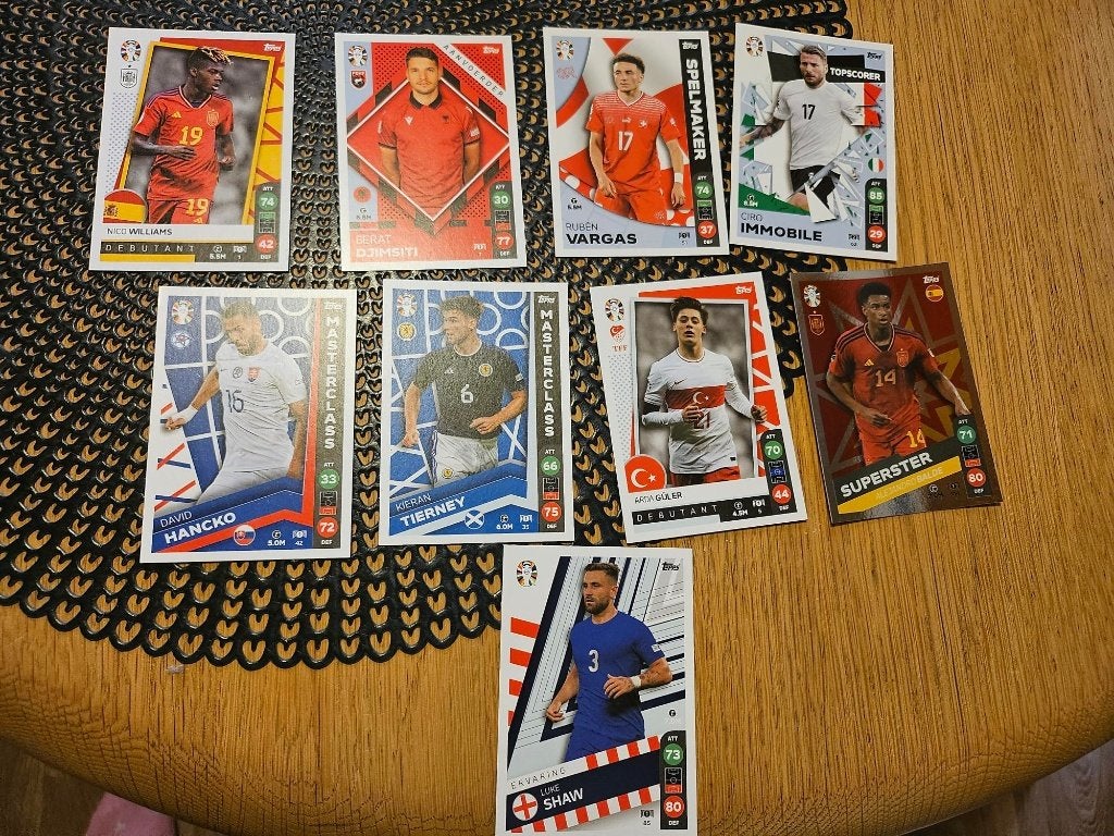9 voetbal plaatjes EK 2024 oa Balde en Guler, Ophalen of Verzenden, Nieuw, Meerdere plaatjes