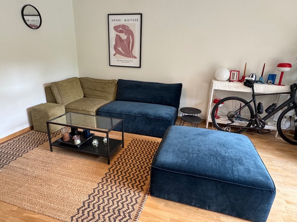 Canapés modulables HOME SPIRIT bleu & vert kaki – 680€, Maison & Meubles, Trois personnes, Banc d'angle, Comme neuf, Enlèvement