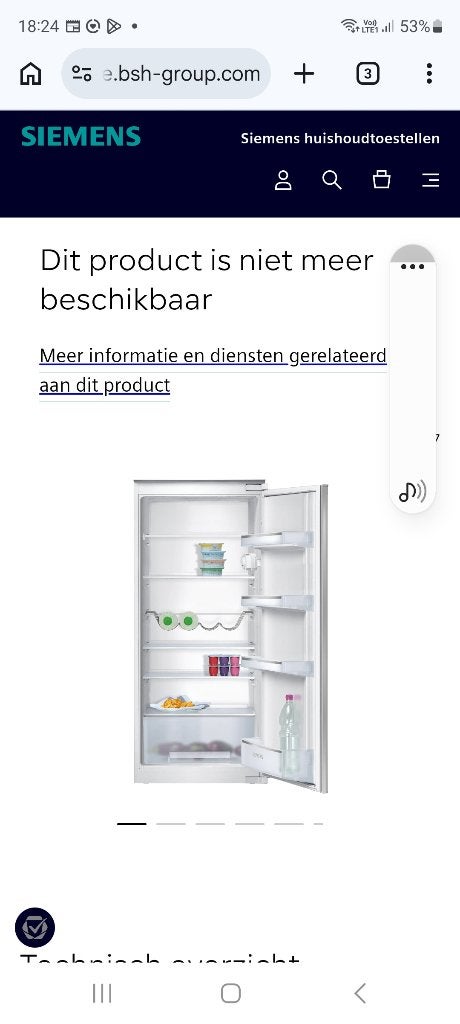 Inbouw koelkast Siemens IQ100 inbouwkoelkast 122.5 cm nieuw, Elektronische apparatuur, Koelkasten en IJskasten, Ophalen, 150 tot 200 liter