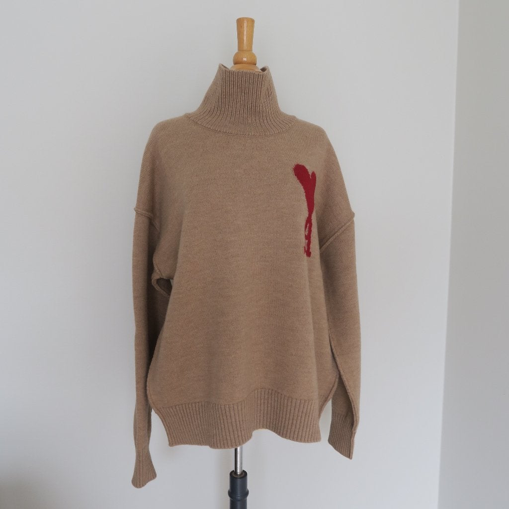 Beige wollen rolkraagtrui - Ami Paris - L, Kleding | Dames, Beige, Maat 42/44 (L), Ami Paris, Nieuw