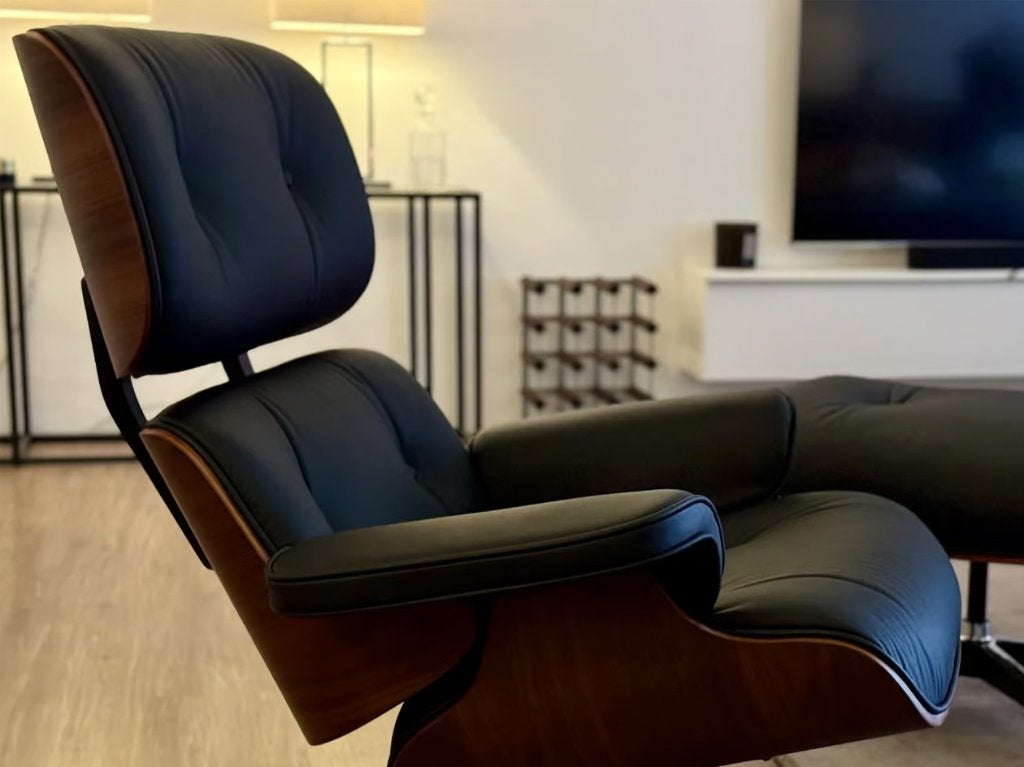 Lounge Chair XL Walnoot/Palissander + Ottoman, Hout, Design, Vitra, Modern, Klassiek, Verzenden, Minder dan 75 cm