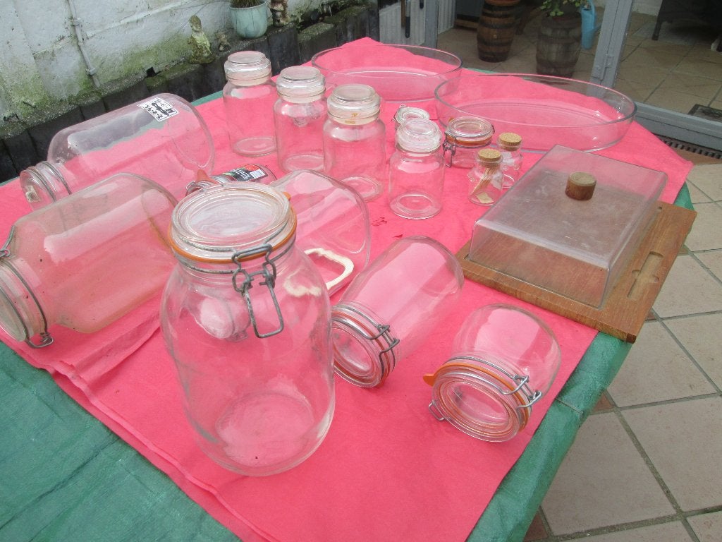 lot bewaarbokalen voeding en 2 pyrex ovenschotels, Huis en Inrichting, Keuken | Potten en Pannen, Ophalen, Zo goed als nieuw, Glas