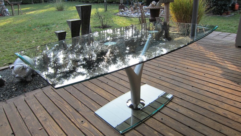 Glazen Design tafel "Rolf Benz" type 1210. Prachtige staat!, Ophalen, 50 tot 100 cm, Design, 150 tot 200 cm
