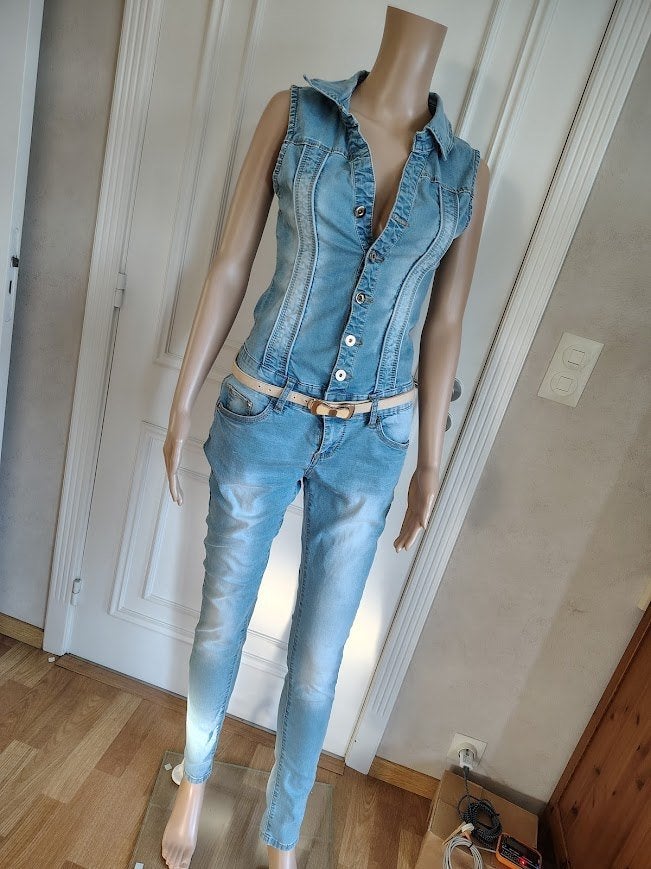 Jeans jumpsuit van goodies, Kleding | Dames, Jumpsuits, Zo goed als nieuw, Maat 36 (S), Blauw, Verzenden