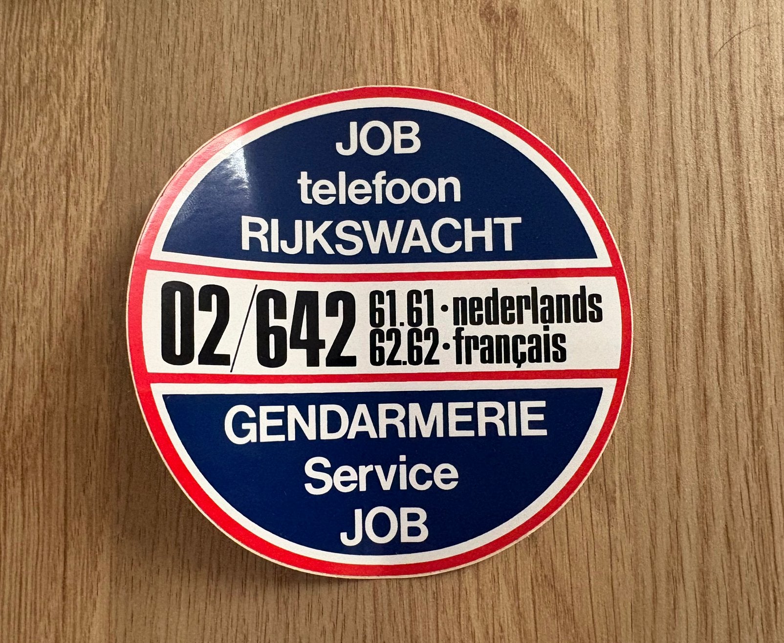 Sticker Job telefoon Rijkswacht, Verzamelen, Ophalen, Rijkswacht