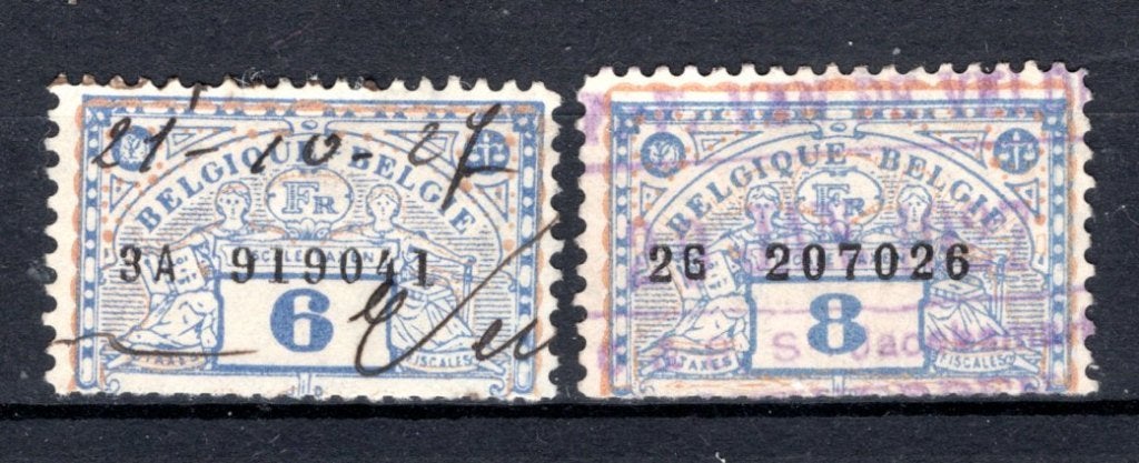 Fiscale zegel 1923 - 6Fr-8Fr, Verzenden, Gestempeld